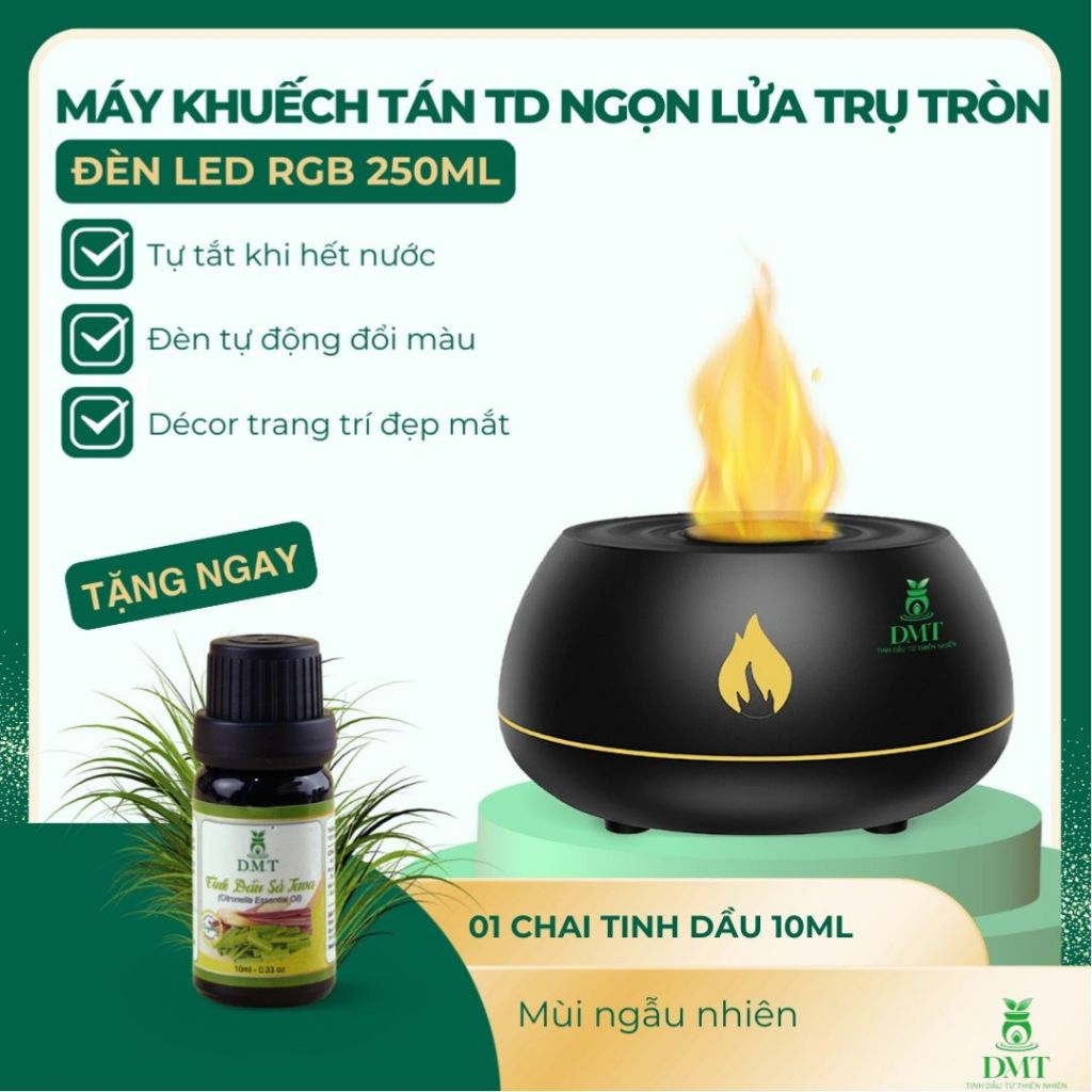 Máy xông tinh dầu phòng ngủ trụ tròn DMT - máy khuếch tán tinh dầu phòng ngủ, tạo ẩm 130ml