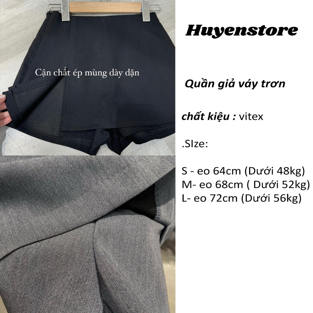 Quần giả váy trơn - Quần giả váy cách điệu có xẻ dáng chữ A chất vải dày dặn