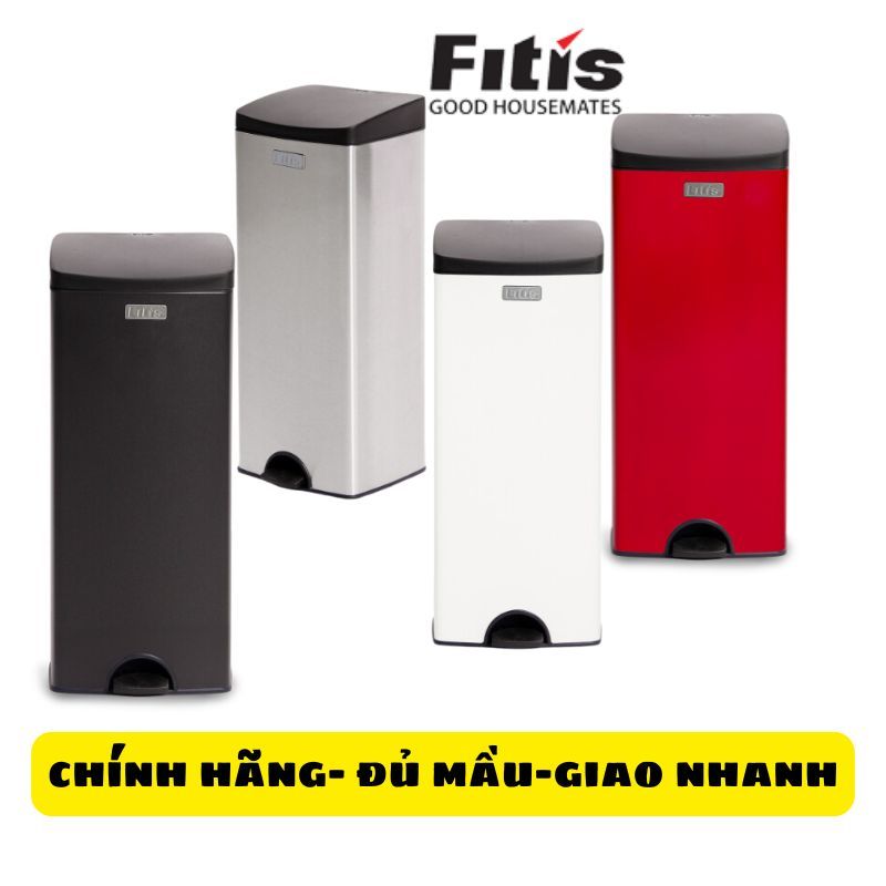 Thùng rác inox FITIS đạp vuông lớn dùng trong nhà bếp phòng khách văn phòng LSPL1-901 | BigBuy360 - bigbuy360.vn