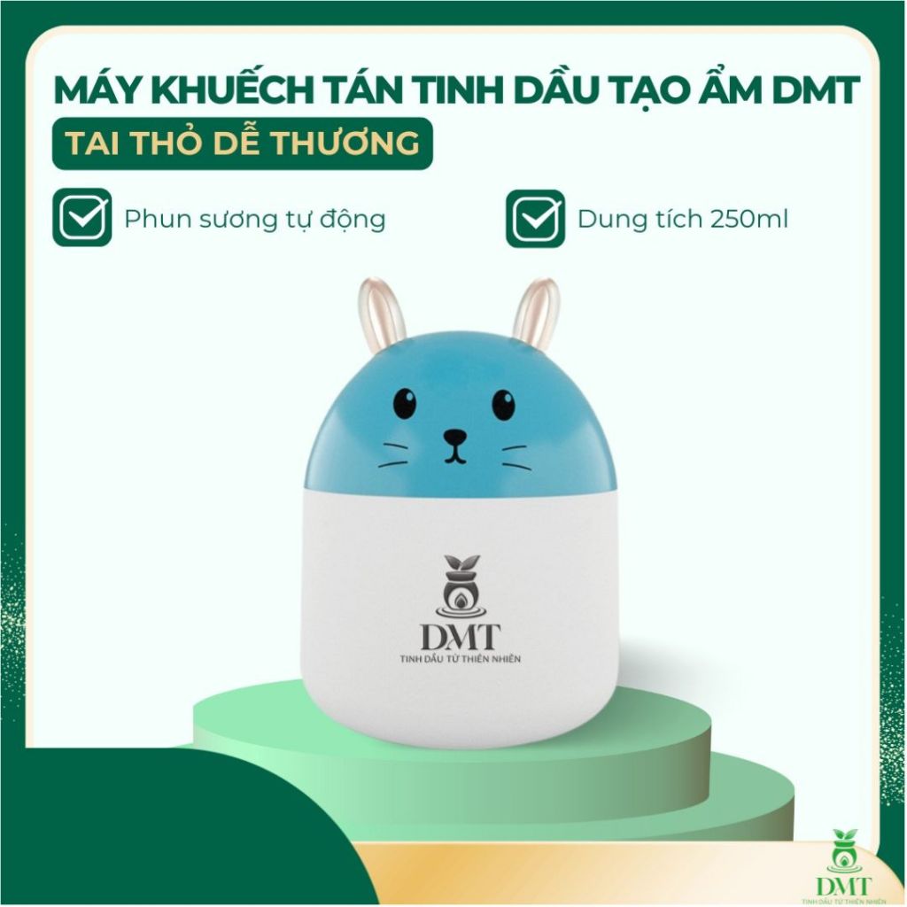 [Hàng Tặng Kèm Không Bán] Máy xông tinh dầu phun sương tạo ẩm tai thỏ DMT - Đèn led tự động đổi màu
