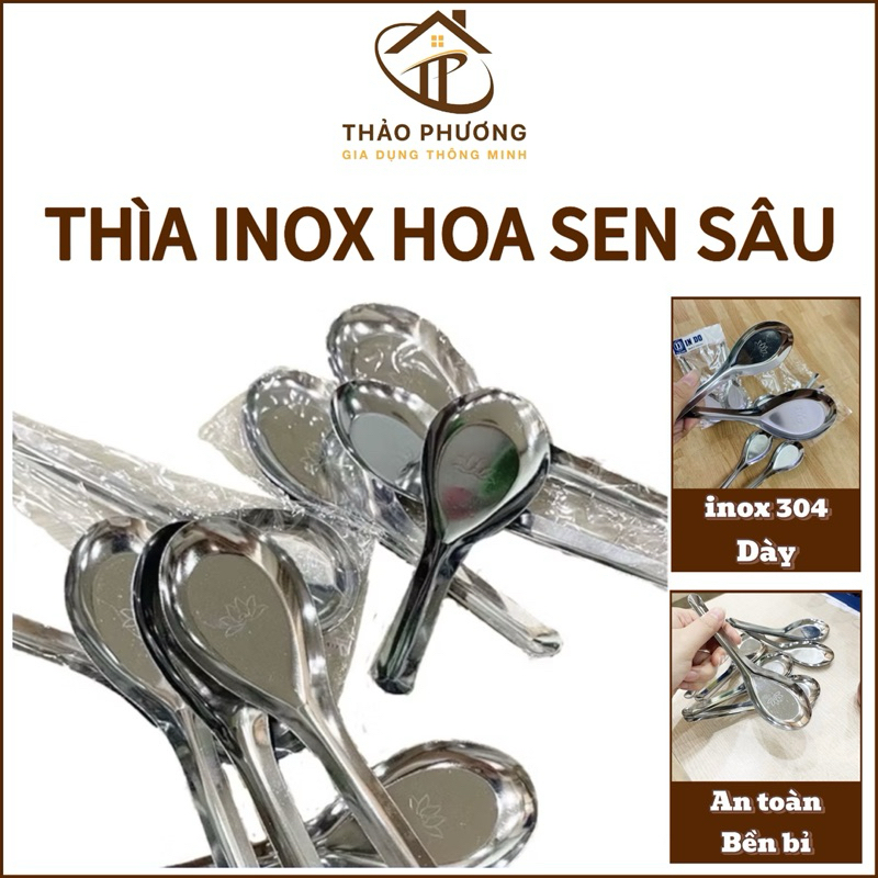 Set 10 Muỗng, Thìa Ăn Cơm Chất Liệu Inox Không Gỉ Set Sáng Bóng Dày Dặn, Mẫu Mã Đẹp, An Toàn Khi Sử Dụng