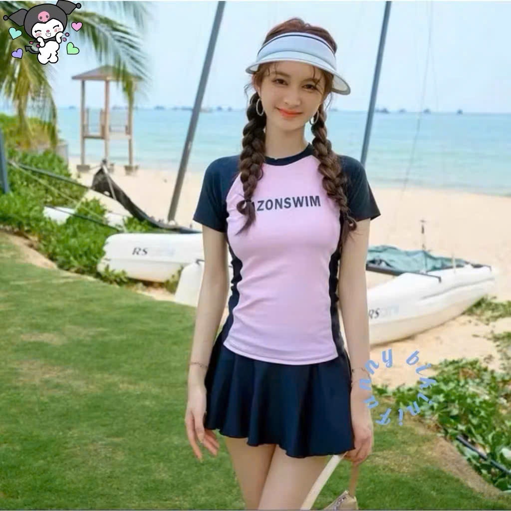 Bikini, đồ bơi nữ mẹ và bé , 2 mảnh dạng váy có quần bảo hộ kín đáo Lanbishop MS1101