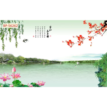 Tranh Vải Lụa 3D Dán Tường Cao Cấp Sơn Thủy,trang trí phòng khách,phòng ngủ,phòng đọc sách,phòng làm việc,phòng ăn...