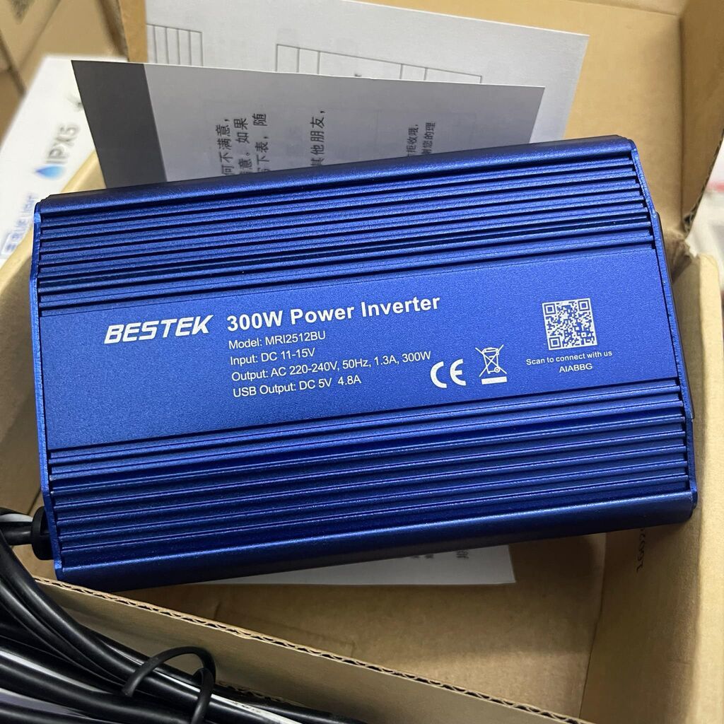 [ Cam kết chính hãng ] Ổ điện xe hơi 12V sang 220V BESTEK MRI2512BU (300W), vỏ kim loại chắc chắn