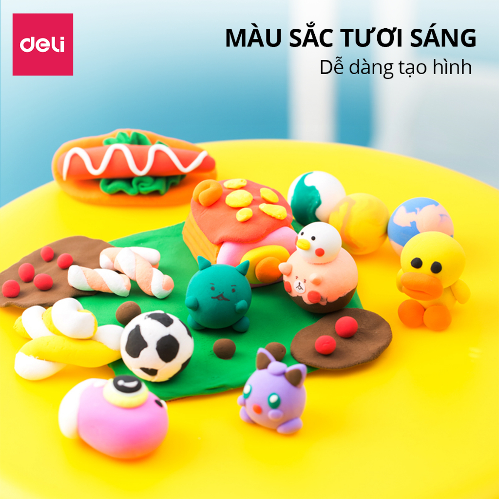 Đất Nặn Tự Khô Nhiều Màu Deli – Túi 100g Đất Nặn An Toàn Cho Bé, Mềm Mịn, Màu Sắc Tươi Sáng Dễ Tạo Hình