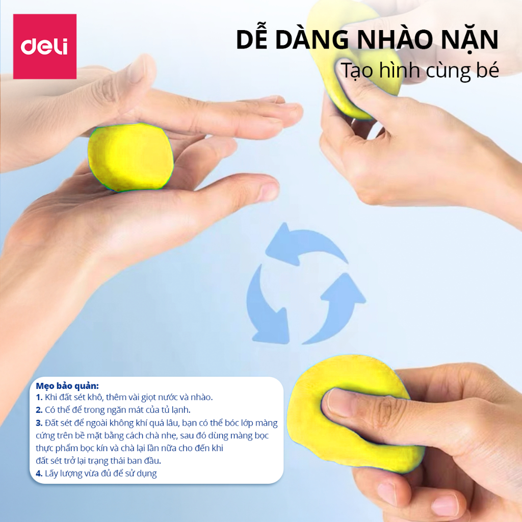 Đất Nặn Tự Khô Nhiều Màu Deli – Túi 100g Đất Nặn An Toàn Cho Bé, Mềm Mịn, Màu Sắc Tươi Sáng Dễ Tạo Hình