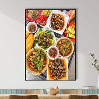 Tranh Canvas Treo Tường Quán Ốc BH95 Các Món Ốc - Tranh Decor, Trang Trí Quán Ốc, Quán Ăn Vặt Cao Cấp, Sắc Nét