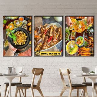 Tranh Canvas Treo Tường Quán Ốc BH95 Các Món Ốc - Tranh Decor, Trang Trí Quán Ốc, Quán Ăn Vặt Cao Cấp, Sắc Nét