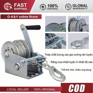 Tời Quay Tay 800LBS, Tời Kéo Tay Tải Kéo 360Kg, Tải Nâng Đến 150kg, Cáp 4ly Dài 5 Mét, Chất Lượng Cao, Giá Tốt, Free Shi