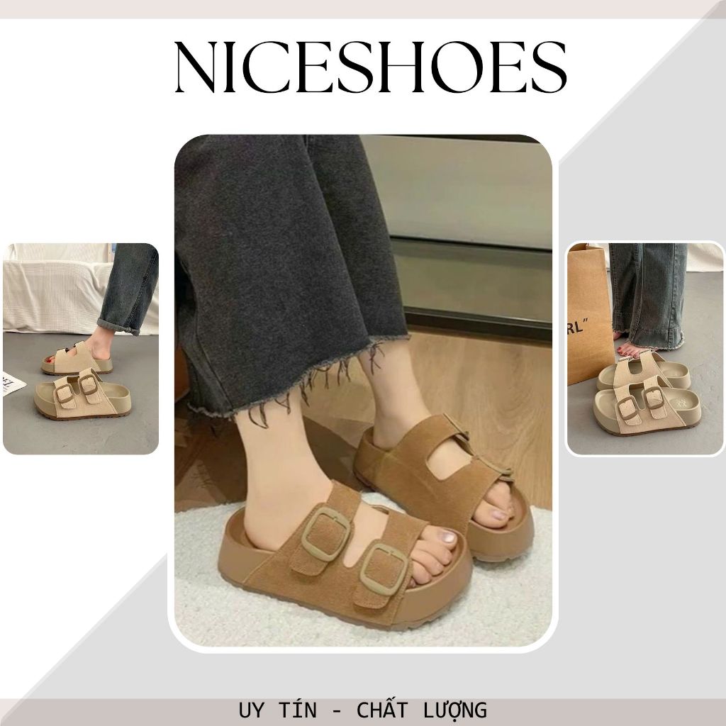 Dép Lê Nữ Quai Ngang, Dép Bệt Khuy Cài Đơn Giản Thanh Lịch  || 2 Quai 2 Khuy Đế Béo 4cm || N21