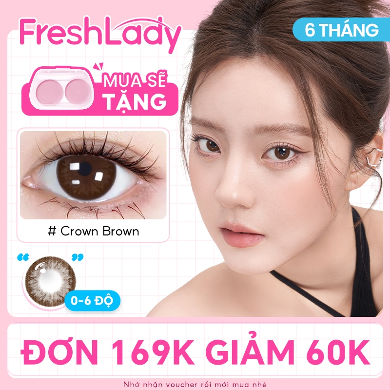 [COD] Fresh Lady Crown Kính áp tròng MCK1 Black Brown màu xám hạn sử ...