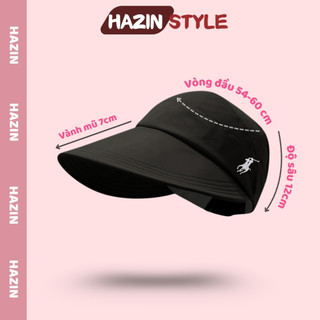 Mũ chống nắng nữ vành rộng hở nửa đầu HAZIN, nón vành rộng kaki có móc đeo khẩu trang tiện lợi