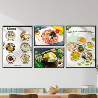 Tranh Canvas Treo Tường Quán Chè BH96 - Tranh Treo Trang Trí, Decor Quán, Nhà hàng Có Sẵn Khung Sắc Nét, Cao Cấp