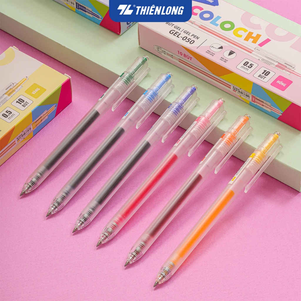 Product image Bút gel Colochi Thiên Long GEL-050 đầu viết cao cấp 0.5mm, nét viết êm trơn, thân bút hiện đại gồm 6 màu cơ bản 1
