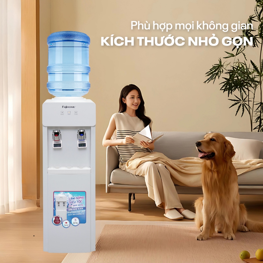 Cây nước nóng lạnh bình úp Nhập Khẩu FUJIHOME WD676C, Máy nước nóng lạnh có khóa vòi nóng tiết kiệm điện