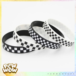 Vòng Tay Thể Thao Nhựa Silicone Dẻo Phong Cách Hoạ Tiết Sọc Caro Checkerboard Unisex Năng Động