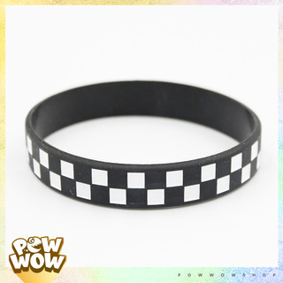Vòng Tay Thể Thao Nhựa Silicone Dẻo Phong Cách Hoạ Tiết Sọc Caro Checkerboard Unisex Năng Động
