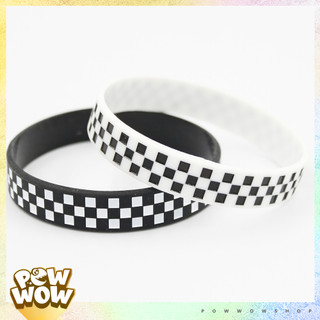 Vòng Tay Thể Thao Nhựa Silicone Dẻo Phong Cách Hoạ Tiết Sọc Caro Checkerboard Unisex Năng Động
