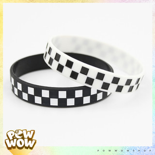 Vòng Tay Thể Thao Nhựa Silicone Dẻo Phong Cách Hoạ Tiết Sọc Caro Checkerboard Unisex Năng Động