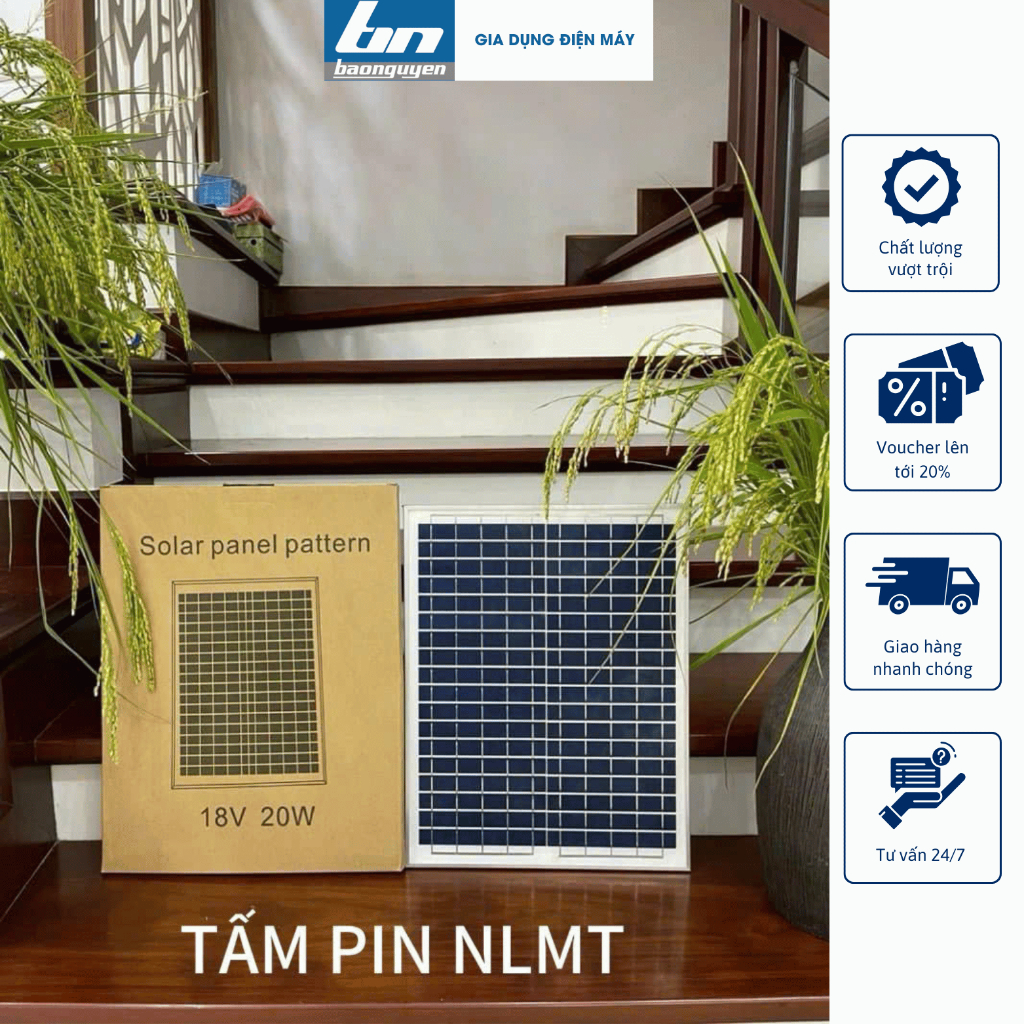 Tấm Pin Năng Lượng Mặt Trời 6V 12W – Dùng Cho Đèn LED, Quạt Mini, Sạc Điện Thoại, [ Tặng Dây 5M ]