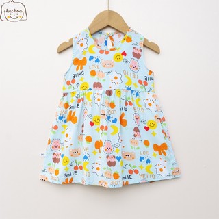 Váy Lanh bé gái, Đầm Lanh bé gái sát nách dáng suông ChuChoaKids [VBC26]