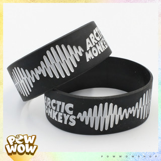 Vòng Tay Thể Thao Nhựa Silicone Dẻo Bản To Phong Cách Arctic Monkeys Logo Nhạc Rock Đen Black Tối Giản