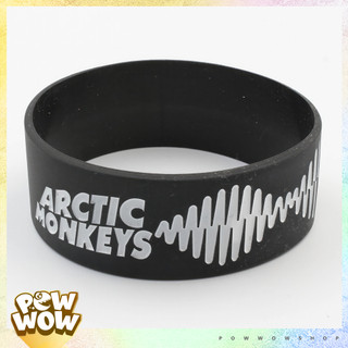 Vòng Tay Thể Thao Nhựa Silicone Dẻo Bản To Phong Cách Arctic Monkeys Logo Nhạc Rock Đen Black Tối Giản