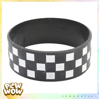 Vòng Tay Thể Thao Nhựa Silicone Dẻo Bản To Phong Cách Hoạ Tiết Pattern Sọc Caro Thú Vị Đen Trắng Black White Nam Tính
