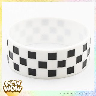 Vòng Tay Thể Thao Nhựa Silicone Dẻo Bản To Phong Cách Hoạ Tiết Pattern Sọc Caro Thú Vị Đen Trắng Black White Nam Tính