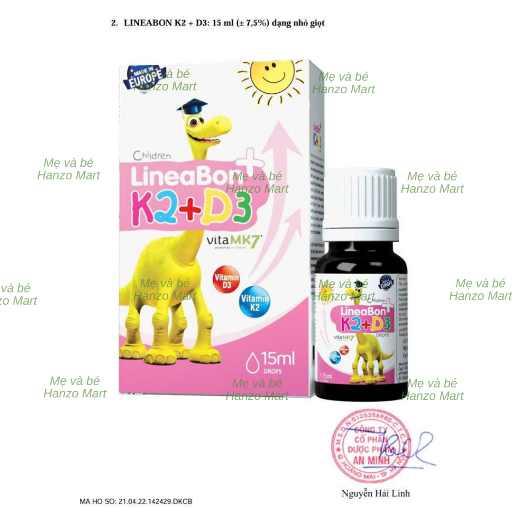 Lineabon k2 d3 chính hãng kèm quà 15ml - hanzomart