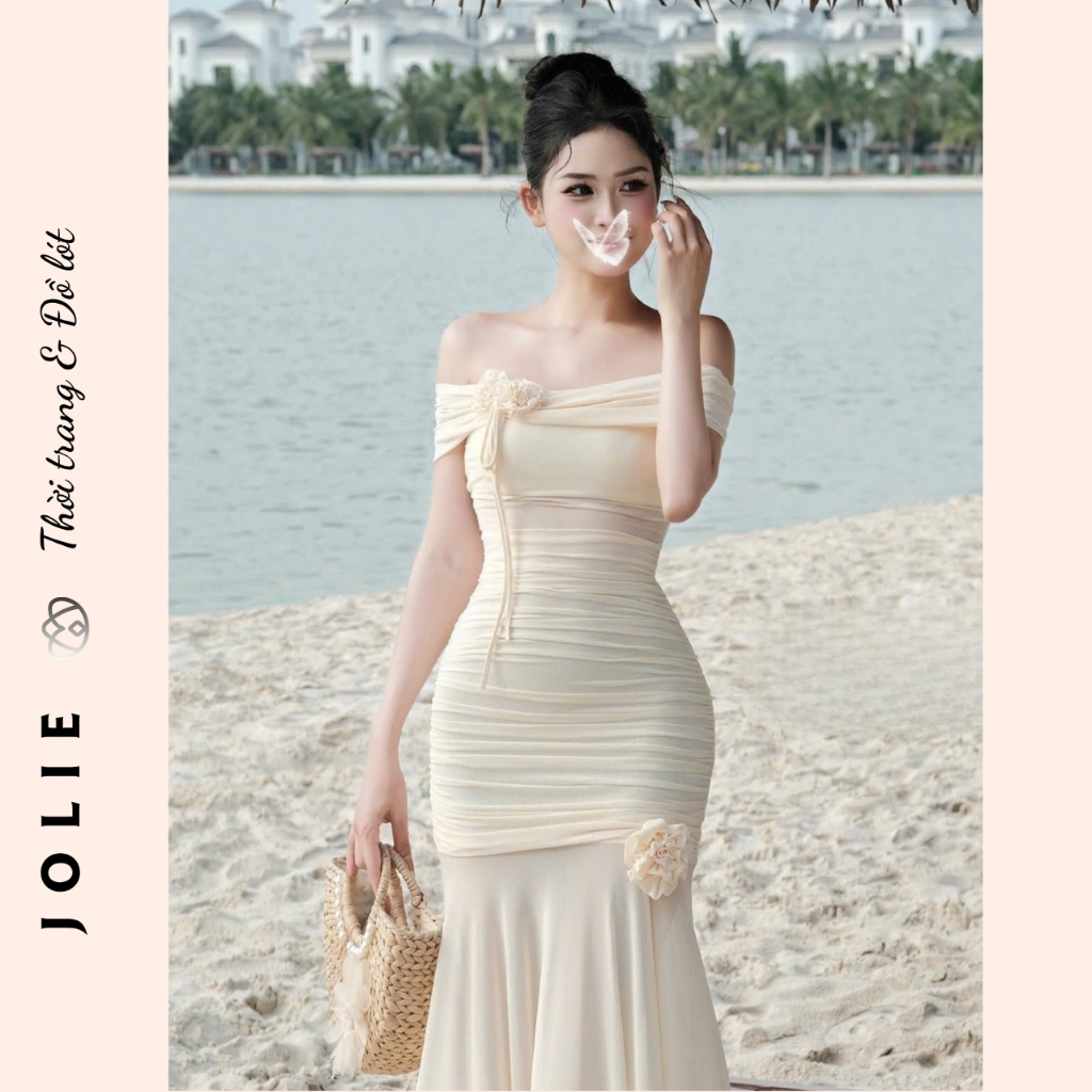 Váy body trễ vai thun lưới siêu sang chảnh