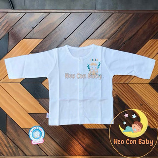 [CAO CẤP] Áo Trắng Tay Dài Hello B&B Cúc Giữa Cotton Mát Mịn Thấm Hút Mồ Hôi Cho Bé