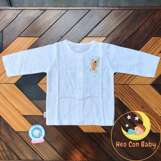 [CAO CẤP] Áo Trắng Tay Dài Hello B&B Cúc Giữa Cotton Mát Mịn Thấm Hút Mồ Hôi Cho Bé