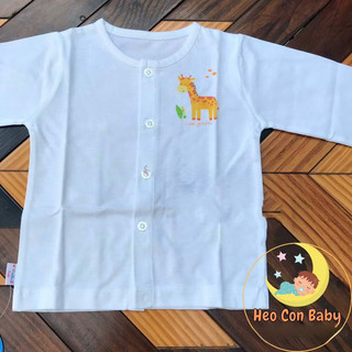 [CAO CẤP] Áo Trắng Tay Dài Hello B&B Cúc Giữa Cotton Mát Mịn Thấm Hút Mồ Hôi Cho Bé