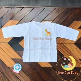[CAO CẤP] Áo Trắng Tay Dài Hello B&B Cúc Giữa Cotton Mát Mịn Thấm Hút Mồ Hôi Cho Bé