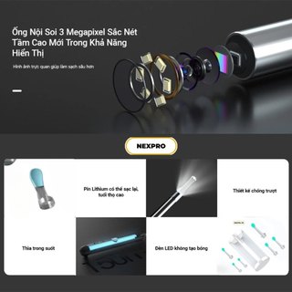 Lấy ráy tai có camera , bộ lấy ráy tai nội soi thông minh - lấy ráy tai có đèn cho bé , người lớn -bảo hành 6 tháng