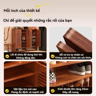 Tủ giày Tre gỗ Có Cửa Tủ Giày Gỗ thông thoáng chống bụi tủ giày nhiều tầng tiết kiệm không gian
