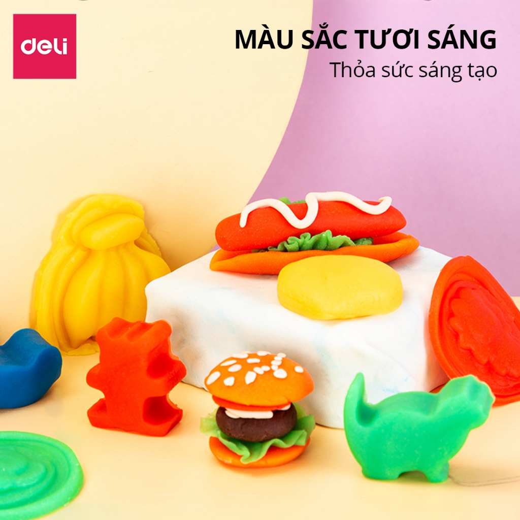 Đất Sét Tự Khô Deli Đất Sét Mỹ Thuật Túi 12/24/36 Màu Tặng Kèm Dụng Cụ Chất Đất Mềm Mịn An Toàn Nặn Tạo Hình