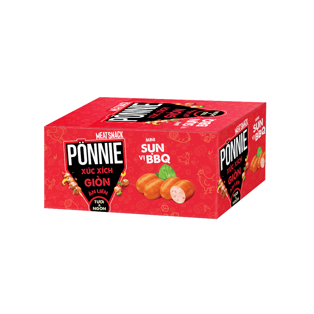 Combo 2 Hộp Hotdog Pönnie Giòn Ăn Liền Vị BBQ 20g x 20 Gói + Vị Bắp 28g x 20 Cây