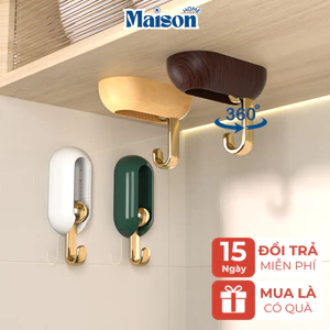 Móc dán tường MAISON chịu lực xoay 360 độ, Miếng dán treo tường siêu dính, treo chìa khoá, treo đồ dùng nhà bếp