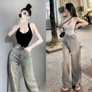 Áo thun ba lỗ hai màu trắng đen sang chảnh cổ tim xinh xắn VANISA CT146