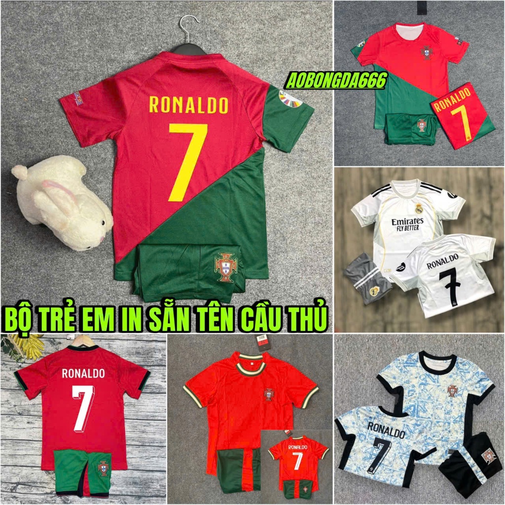 (FREE SHIP) Áo Bóng Đá, Áo Đá Banh Trẻ Em Đội tuyển Bồ Đào Nhà In Ronaldo 2022  - Vải Mè Thái Cao Cấp