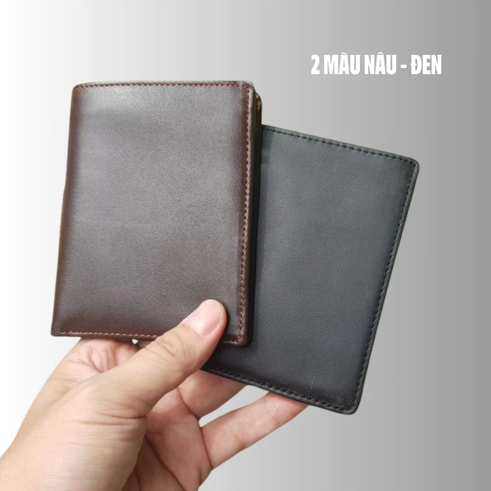 Ví Nam Đứng Da Bò Thật VT03, Bóp Tiền Nam Dáng Đứng Cao Cấp, Có Khóa Kéo, Nhỏ Gọn, Làm Quà Tặng