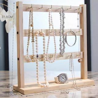 Giá để bông tai trang sức Giá đỡ dây chuyền gỗ có thể tháo rời, có móc treo