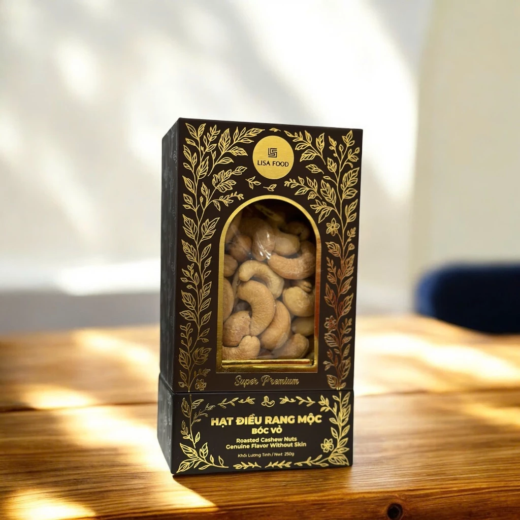 Hạt Điều Rang Mộc Bóc Vỏ Hộp 250g LisaFood - Super Premium