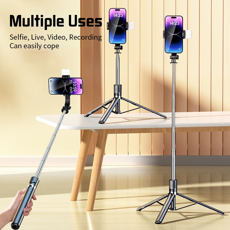 Gậy Chụp Ảnh Selfie R1-L Kèm Remote Kiêm Tripod Giá Đỡ Điện Thoại 3 Chân Có  Đèn Led Trợ Sáng | Shopee Việt Nam