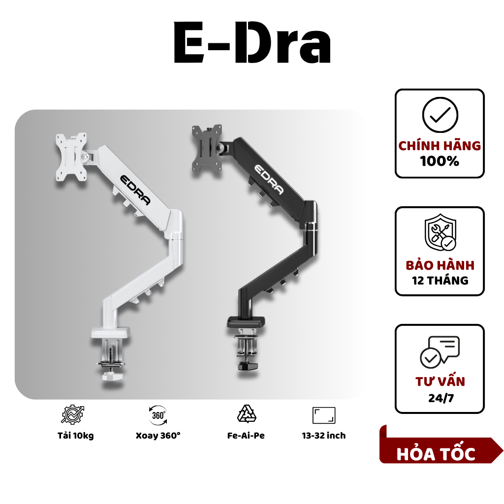 [Chính Hãng] Tay Đỡ Màn Hình ,Giá Treo EDRA EMA7310/EMA7304/EMA7302 'Xoay 360 ,Piston Khí, Tải 10Kg' | BigBuy360 - bigbuy360.vn