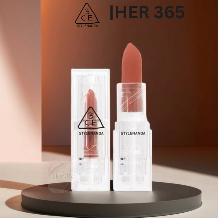 Son kem Lì 3CE Vỏ Trong Suốt MURMURING mầu hồng đất ấm