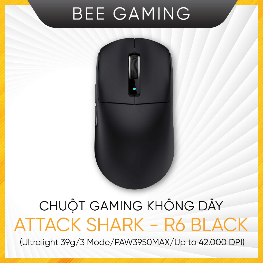 Chuột gaming không dây Attack Shark – R6 Black (Ultralight 39g / 3 ...