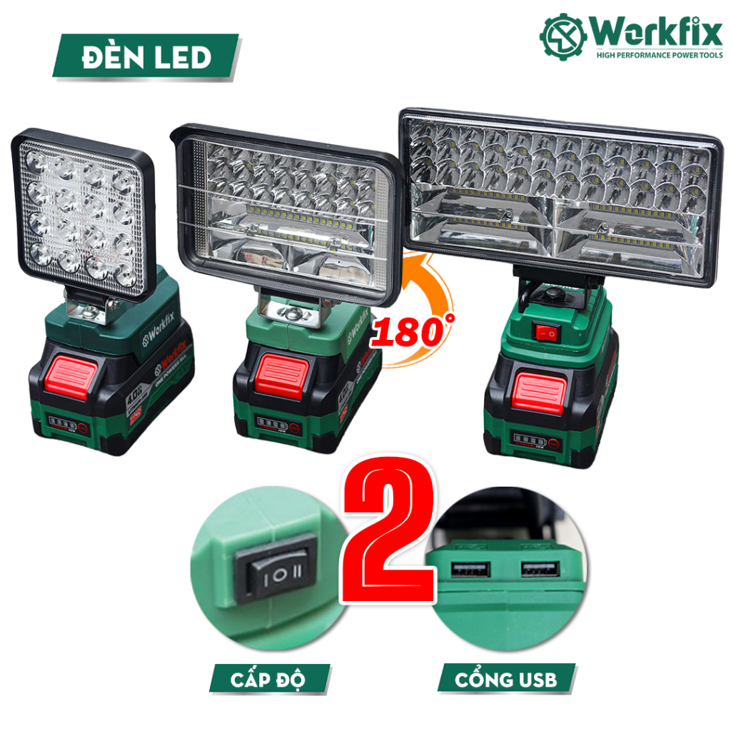 [Kèm PIN & SẠC] Đèn Pin 16-48-84 Bóng Workfix 2 Tốc , Cổng USB, Dùng Liên Tục 8 Tiếng, Pin Phổ Thống